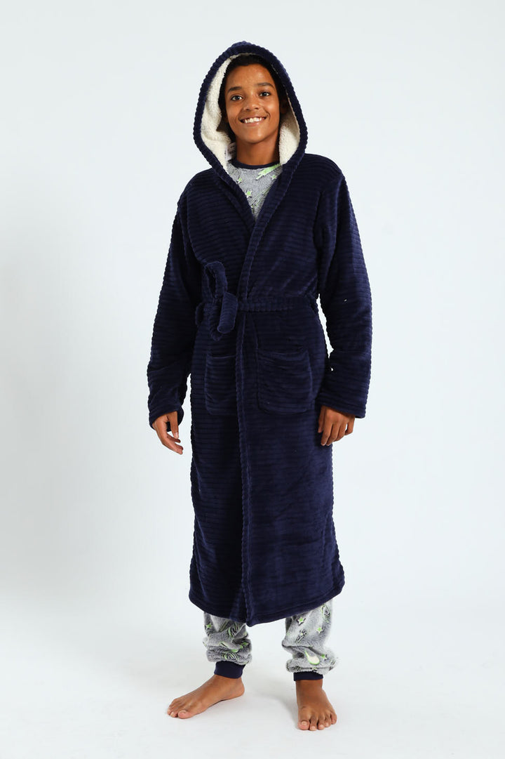 Boys Embossed Gown - Navy