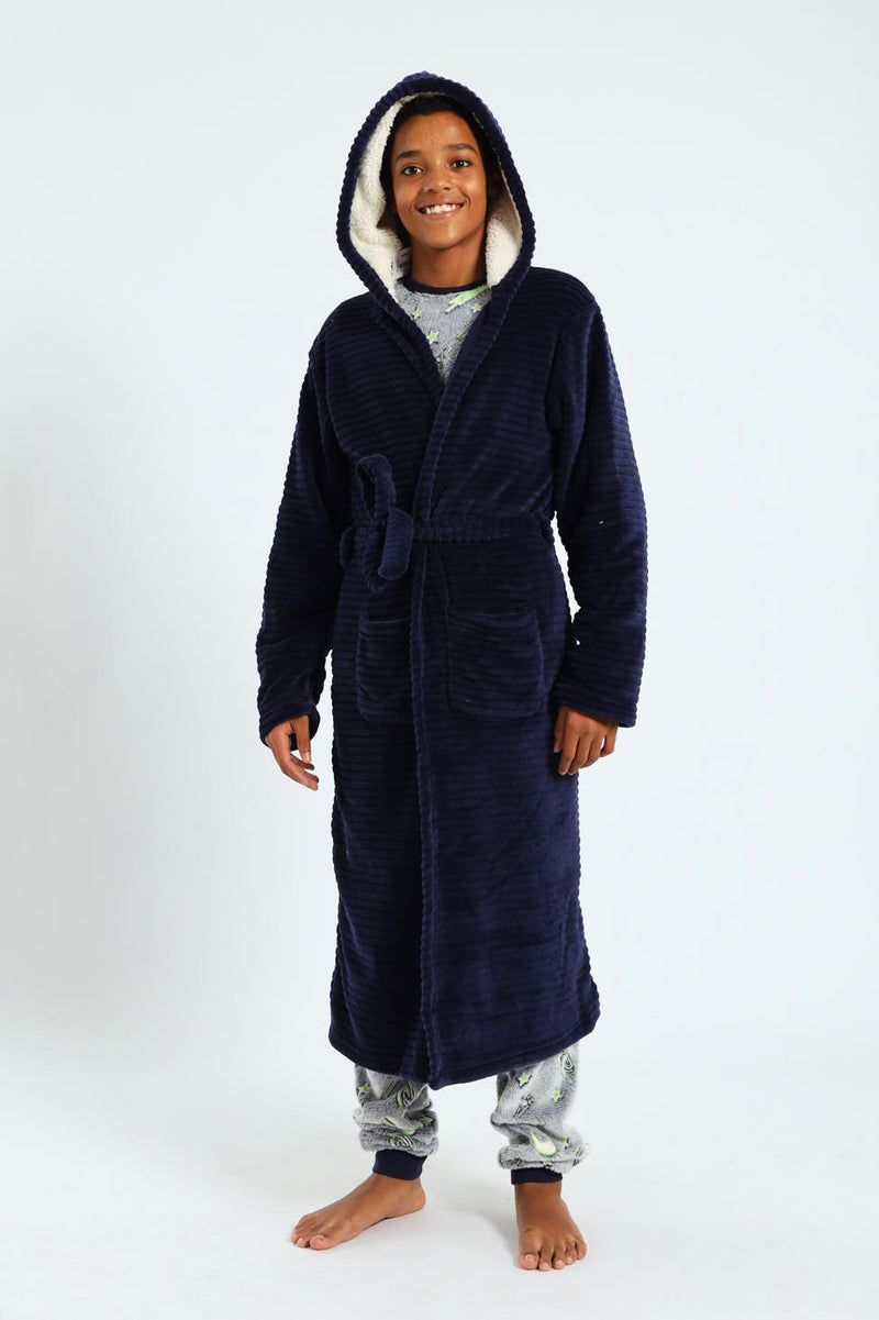 Boys Embossed Gown - Navy