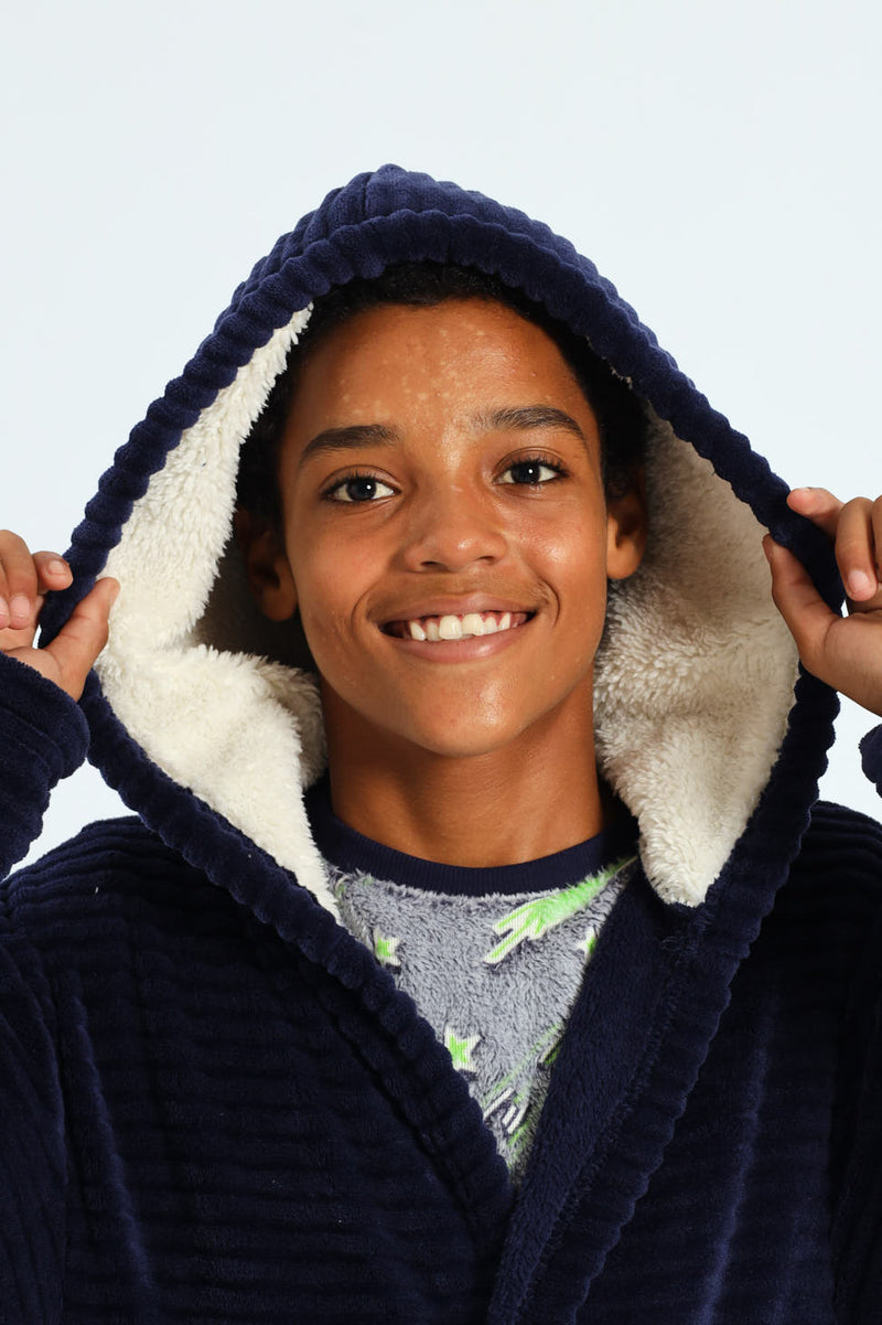 Boys Embossed Gown - Navy