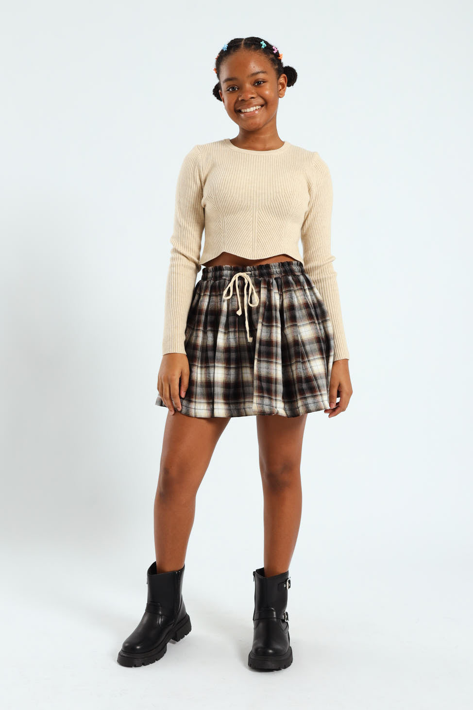 Girls Fine Rib Knitwear - Beige