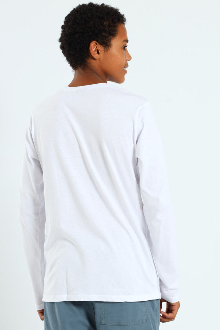 Boys 2 Pack Skate Text Long Sleeve Tees - White/Black