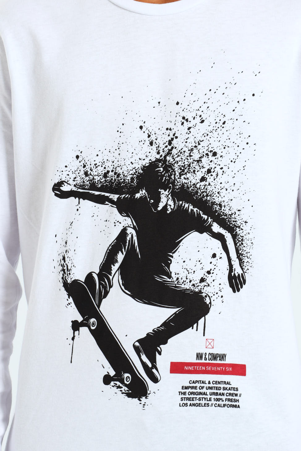 Boys 2 Pack Skate Text Long Sleeve Tees - White/Black