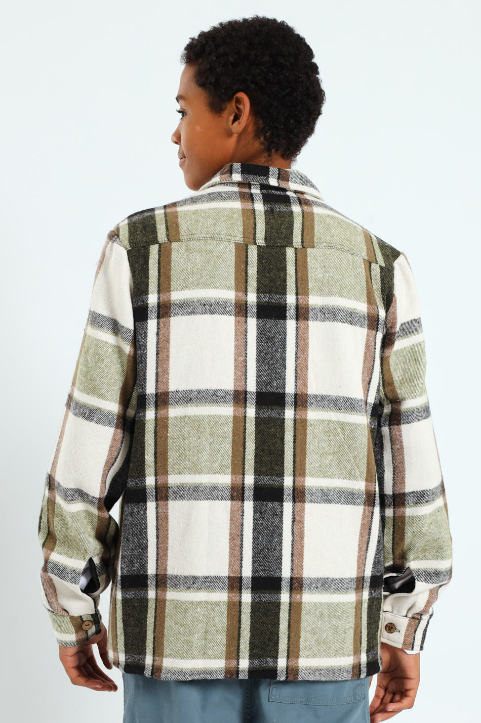 Boys Flannel Check Shacket - Cream