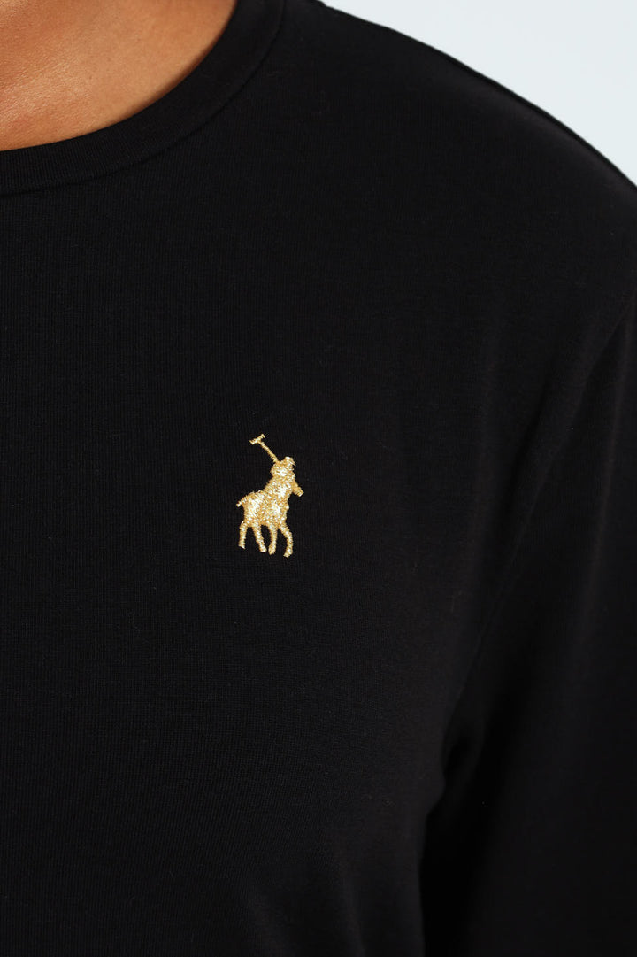 Girls Emily Belted Long Sleeve Dress - Black