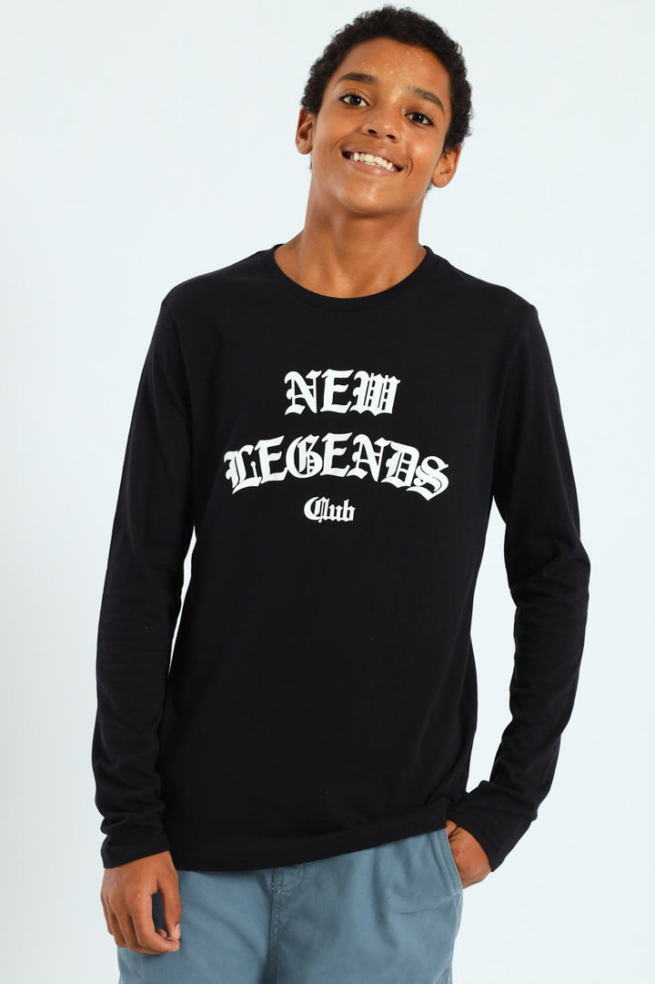 Boys 2 Pack Skate Text Long Sleeve Tees - White/Black