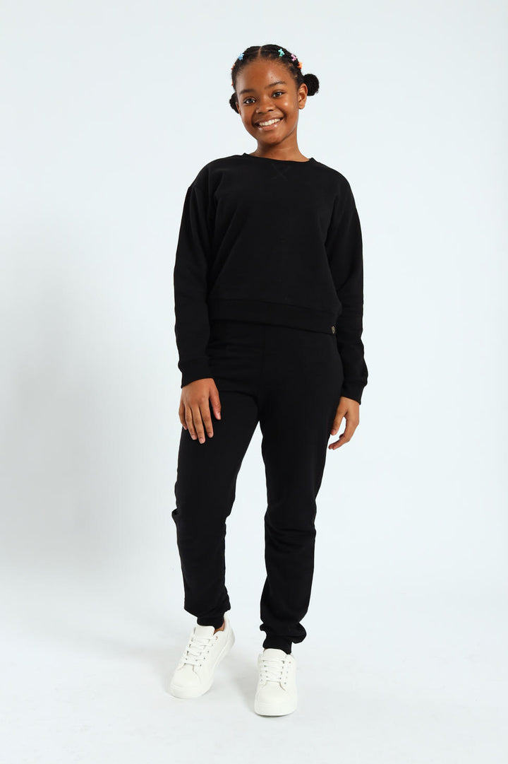 Girls Fleece Top - Black