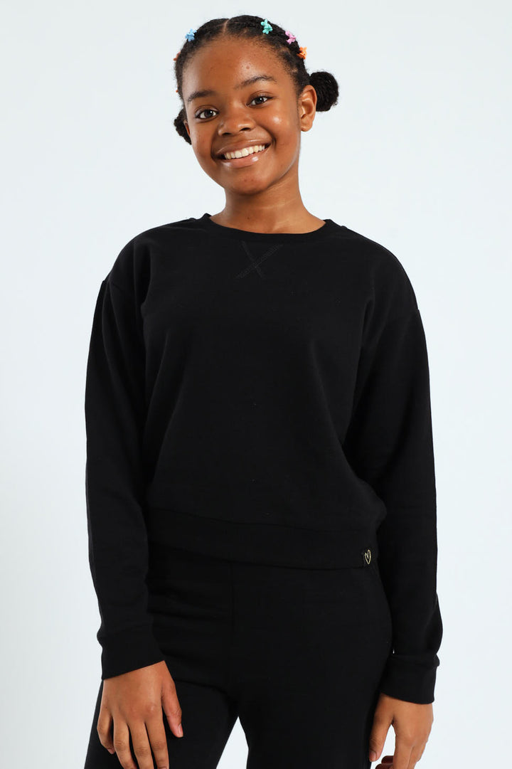 Girls Fleece Top - Black