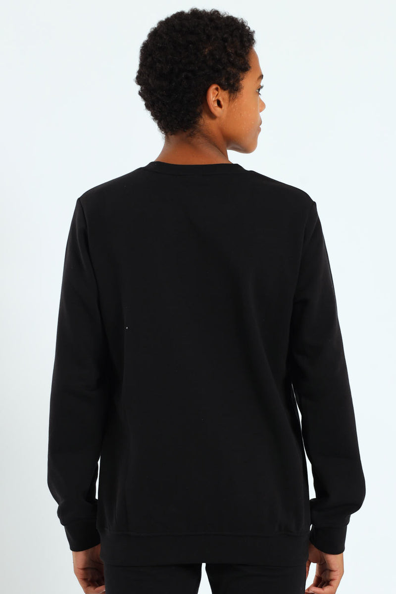 Boys Essential No.1 Logo Crew Top - Black