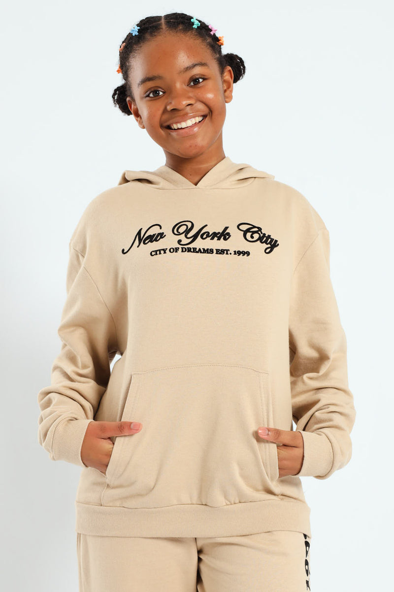 Girls New York Fleece Top - Tan