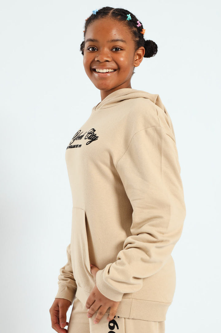 Girls New York Fleece Top - Tan