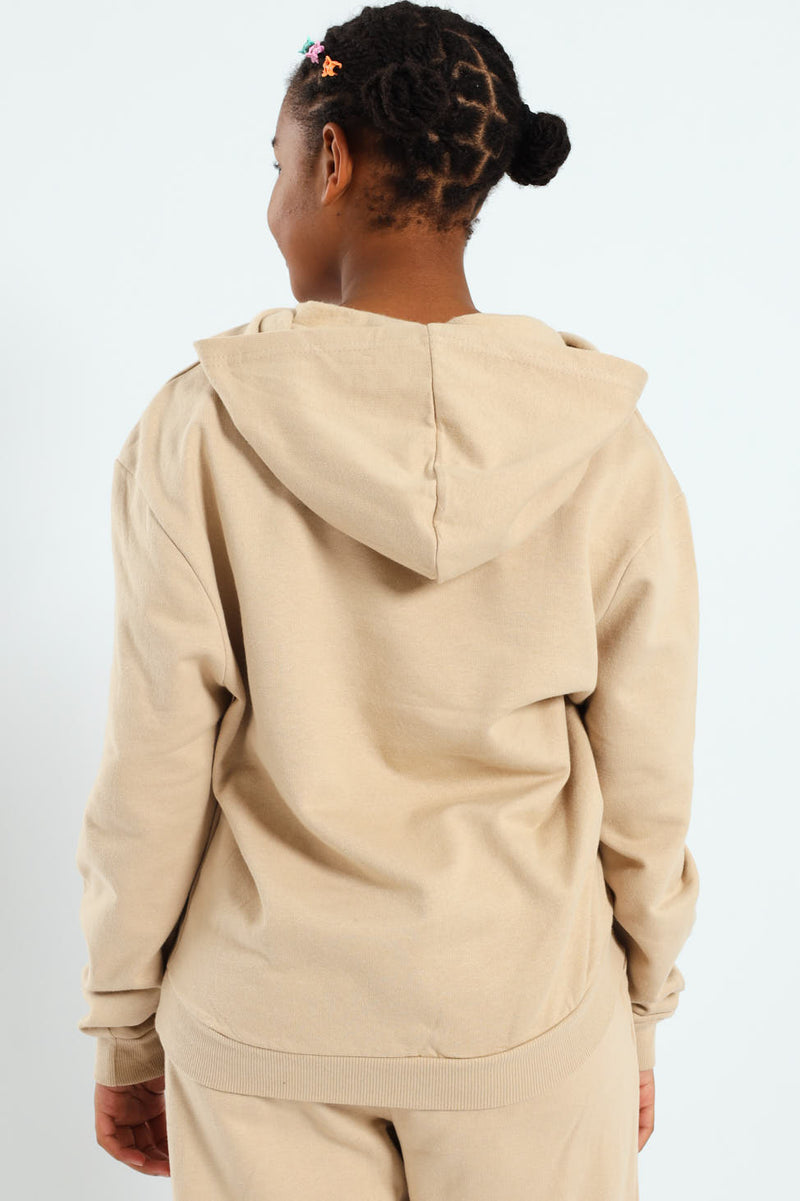Girls New York Fleece Top - Tan