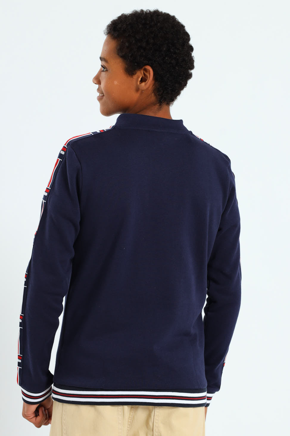 Boys Foster Three Quarter Zip Sweater - Navy