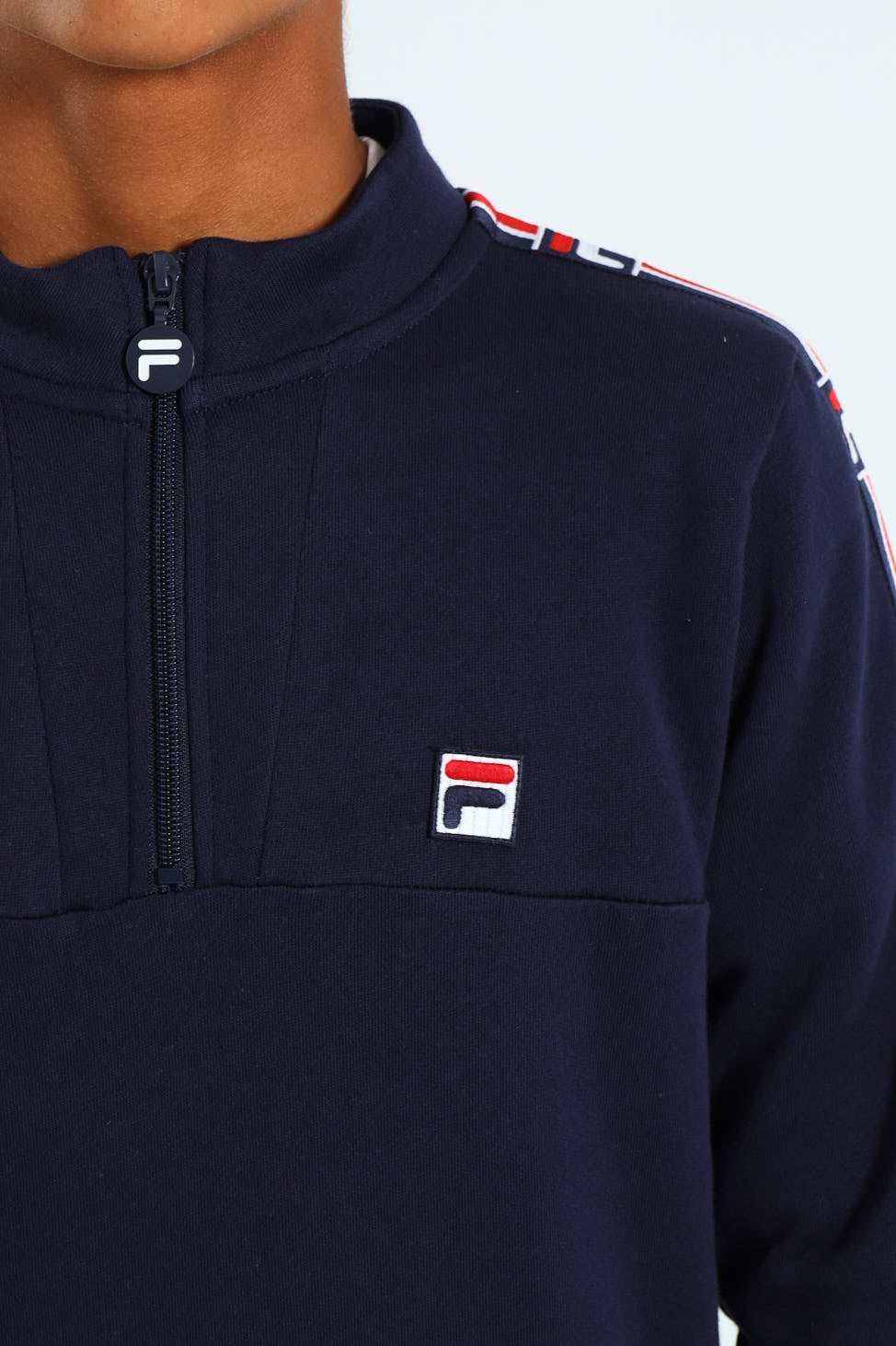 Boys Foster Three Quarter Zip Sweater - Navy