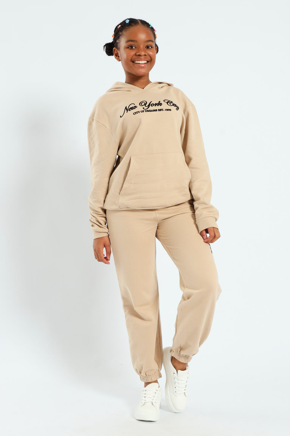 Girls New York Fleece Top - Tan