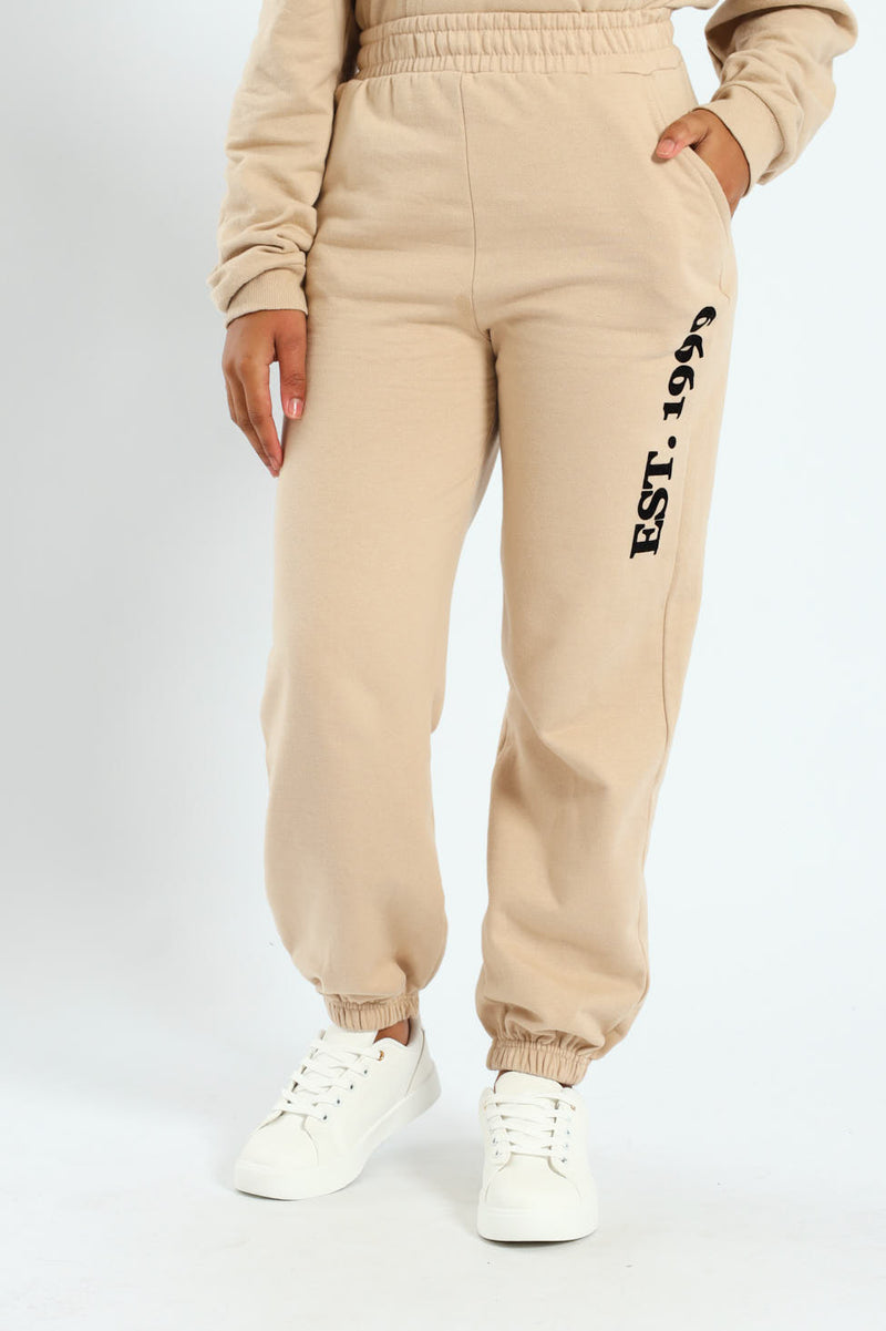 Girls New York Fleece Jogger - Tan