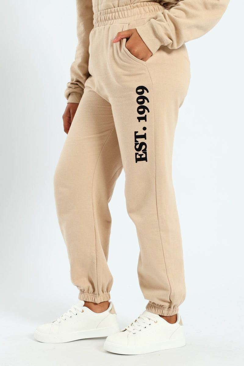 Girls New York Fleece Jogger - Tan