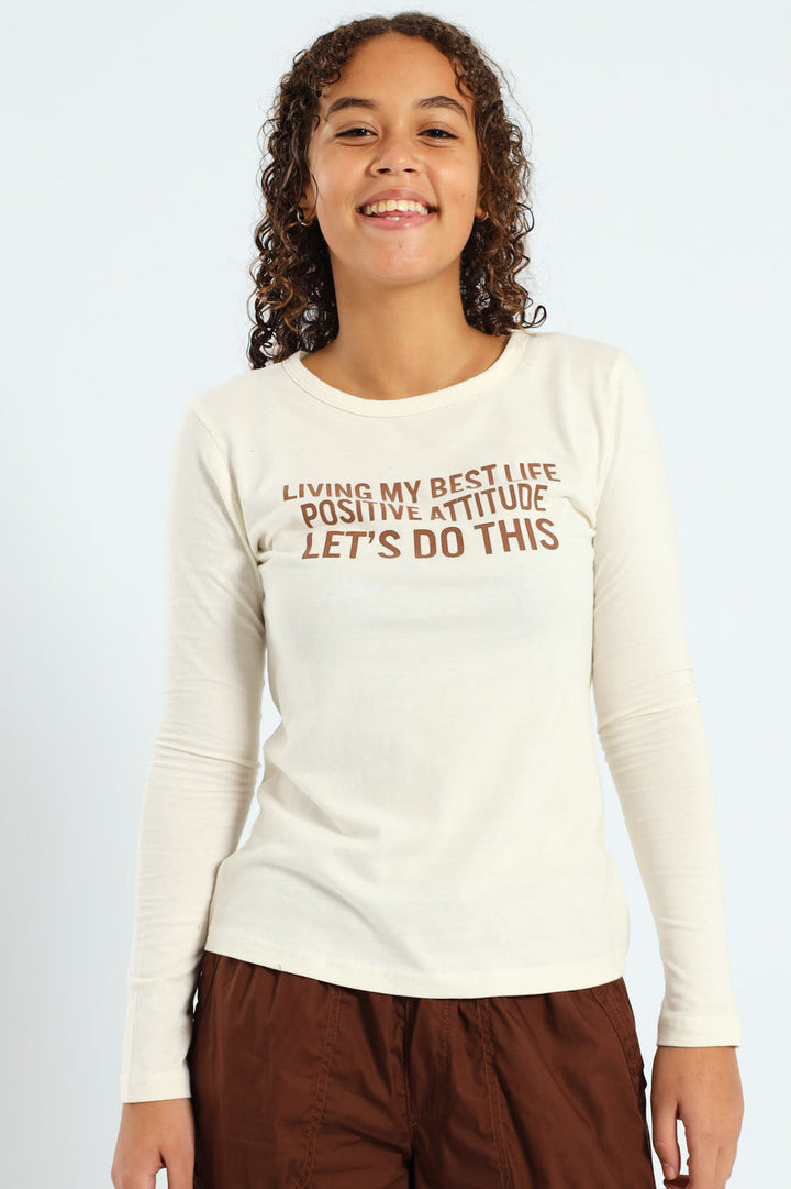 Girls Long Sleeve Regular Tee - White