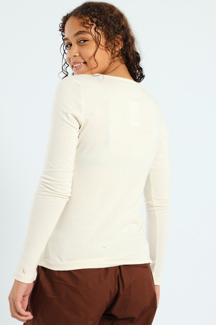 Girls Long Sleeve Regular Tee - White
