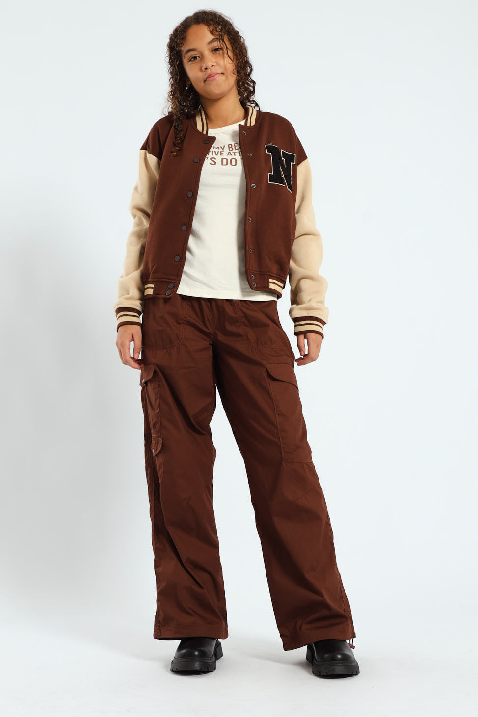 Girls Baseball Jacket - Brown