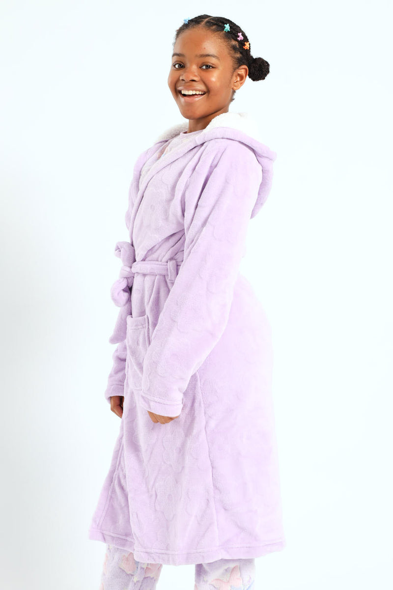 Girls Embossed Gown - Lilac