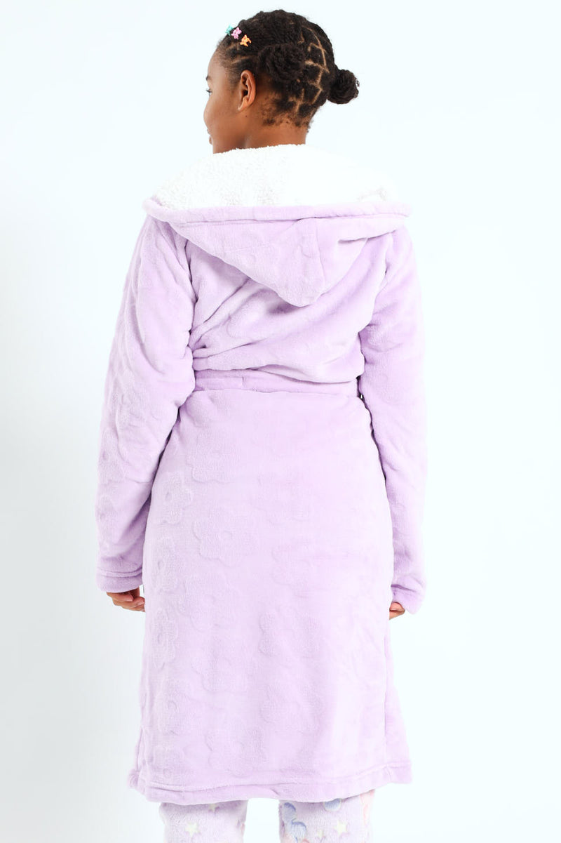 Girls Embossed Gown - Lilac