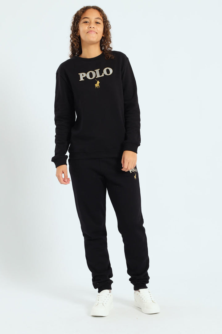 Girls Wendy Fleece Top - Black