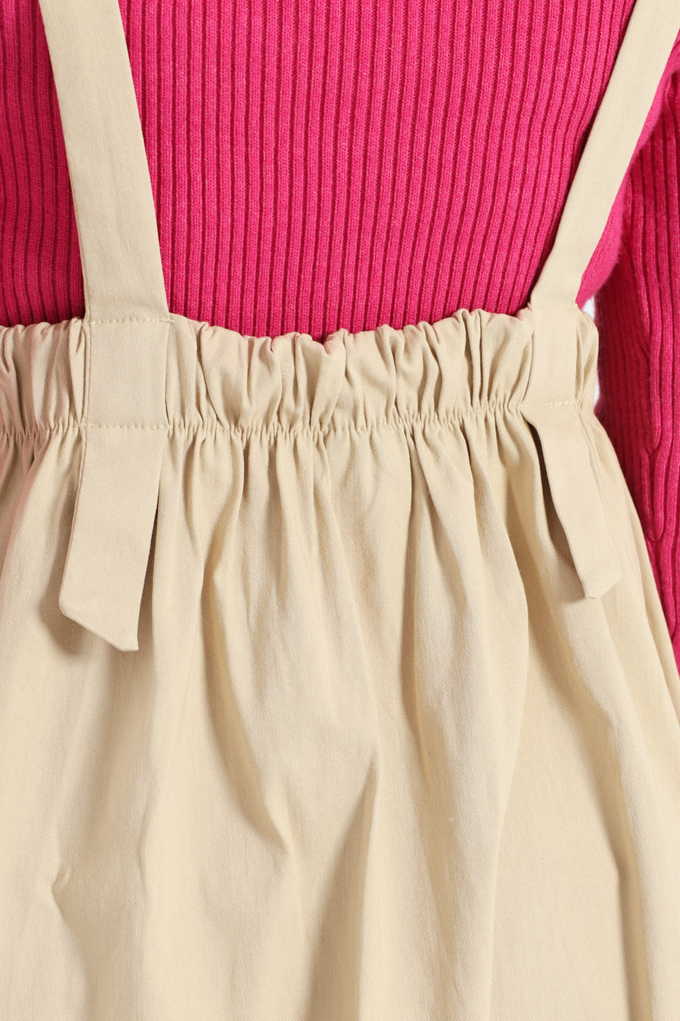Girls Pleated Pinafore Dress - Stone