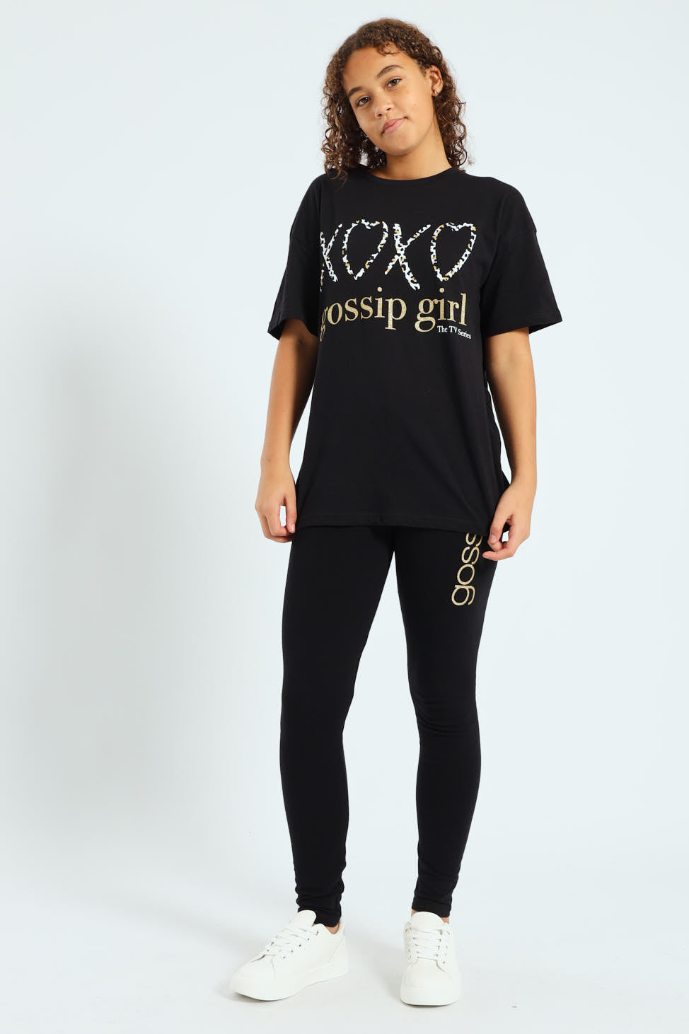 Girls Gossip Girl Oversized Tee - Black