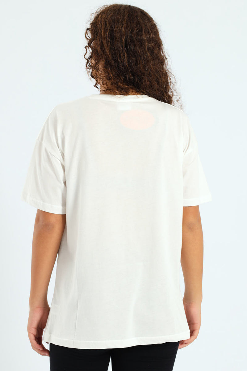 Girls Gossip Girl Oversized Tee - Cream