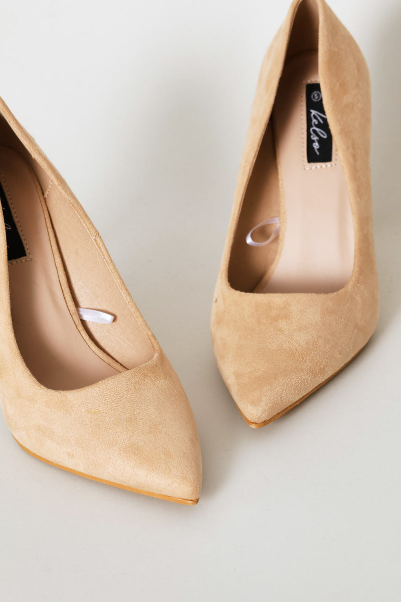 Microfibre Pointy Heel - Natural