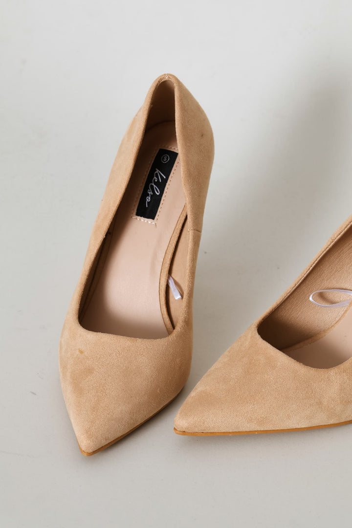 Microfibre Pointy Heel - Natural