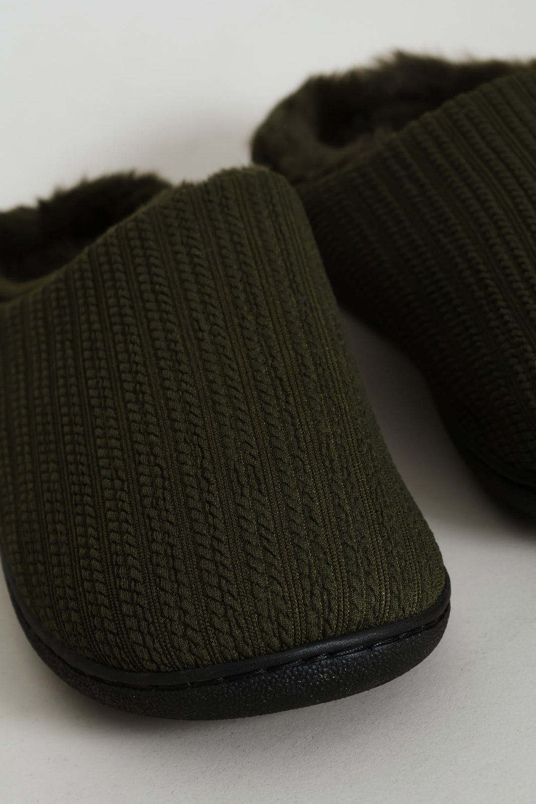 Braided Knit Upper Slipper - Olive