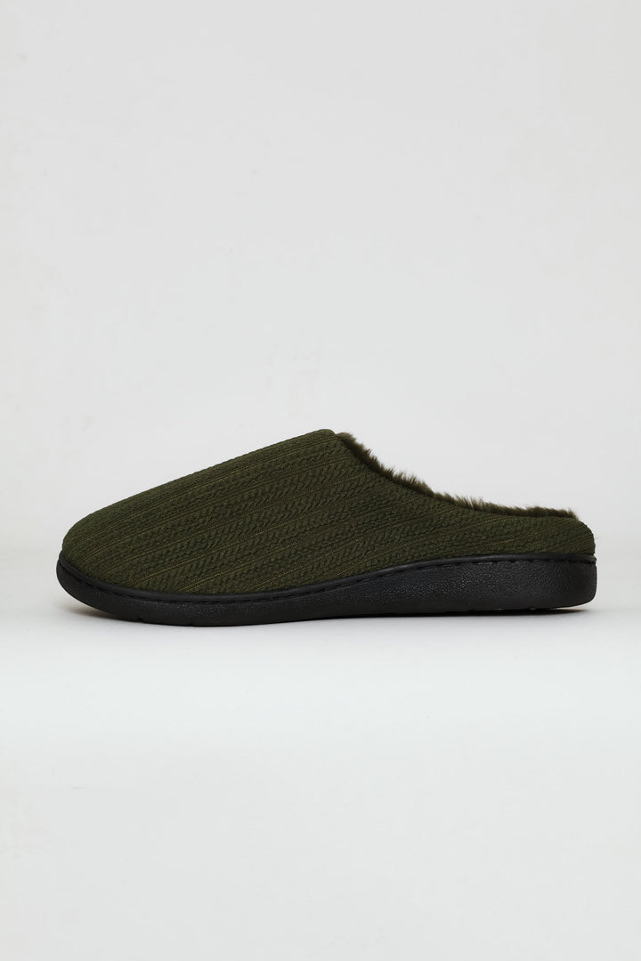 Braided Knit Upper Slipper - Olive