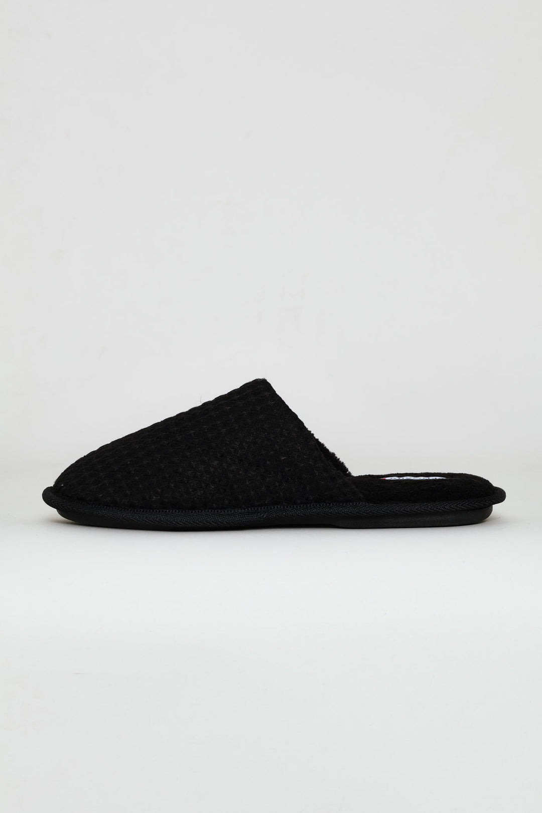 Soft Waffle Knit Upper Slipper - Black