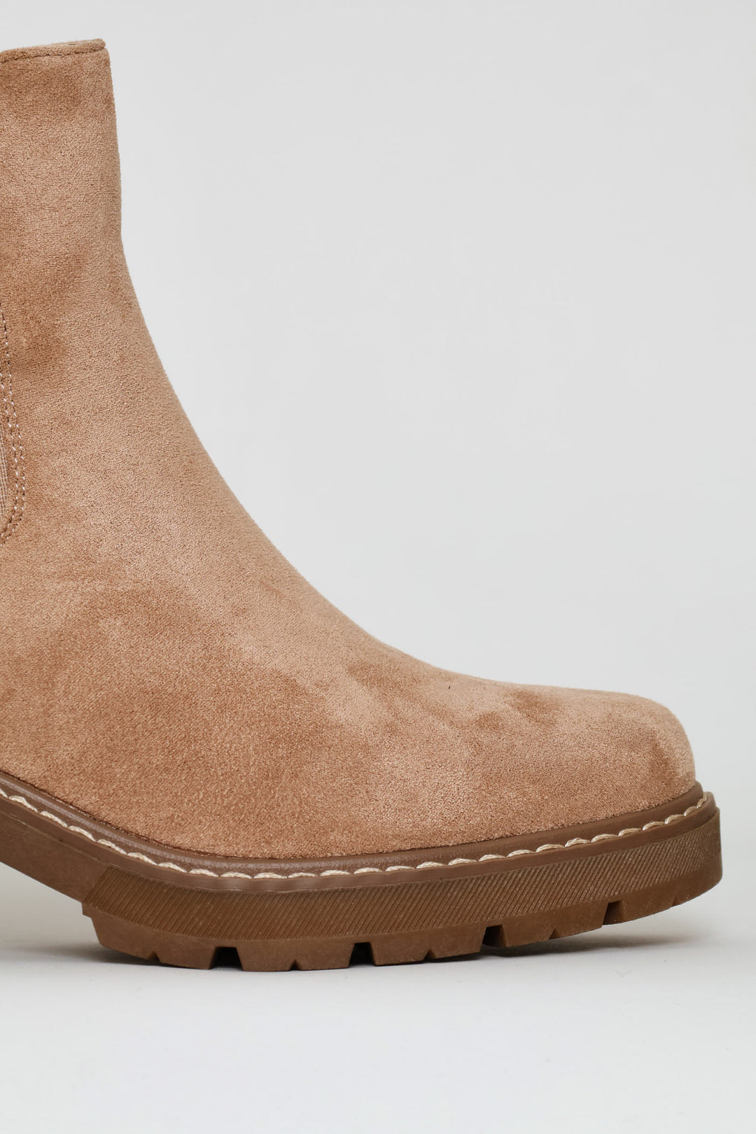 Ring Detail Chunky Suede Chelsea Boot - Taupe