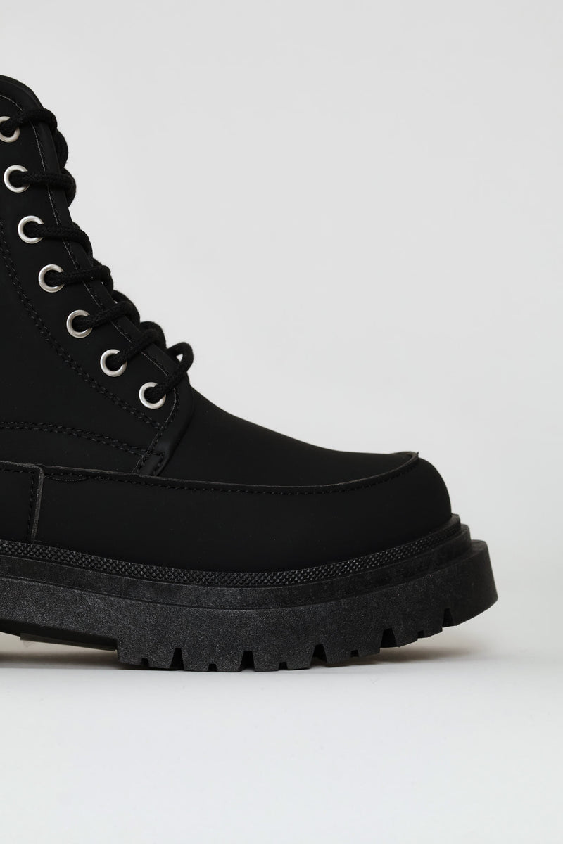 Girls Eyelet Military Boot - Black