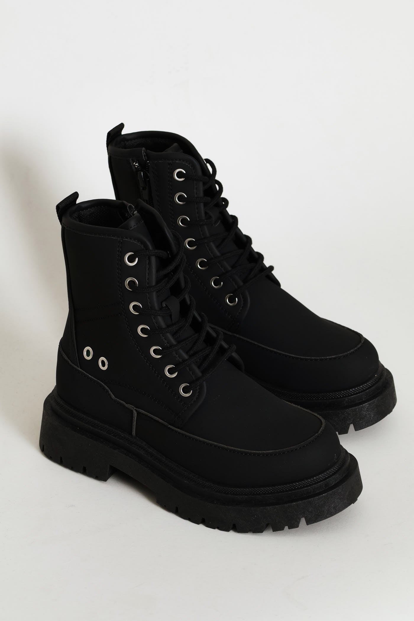 Girls Eyelet Military Boot - BlackGirls – Edgars