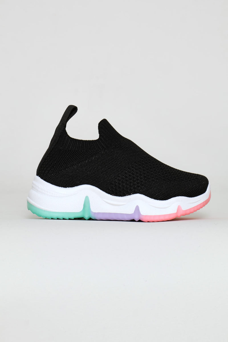 Pre-Girls Knit Slip On Trainer - Black