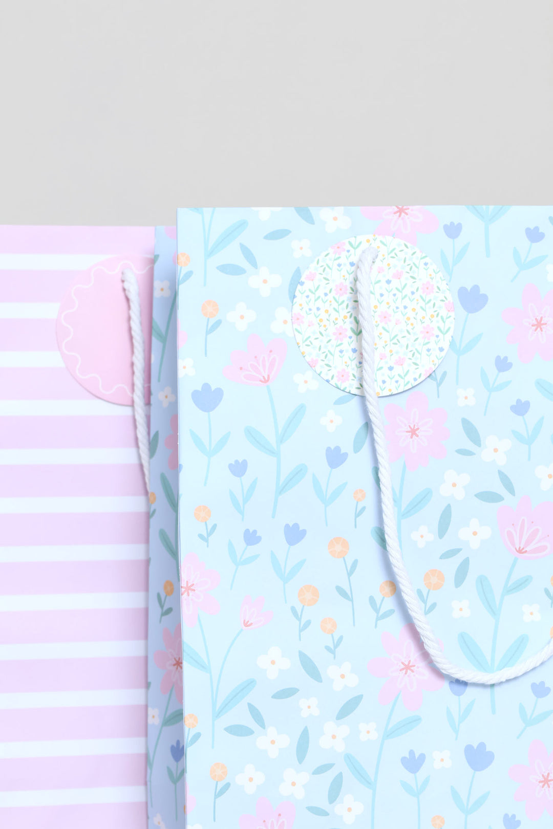 4 Pack Pastel Floral Stripe Bags - Multi