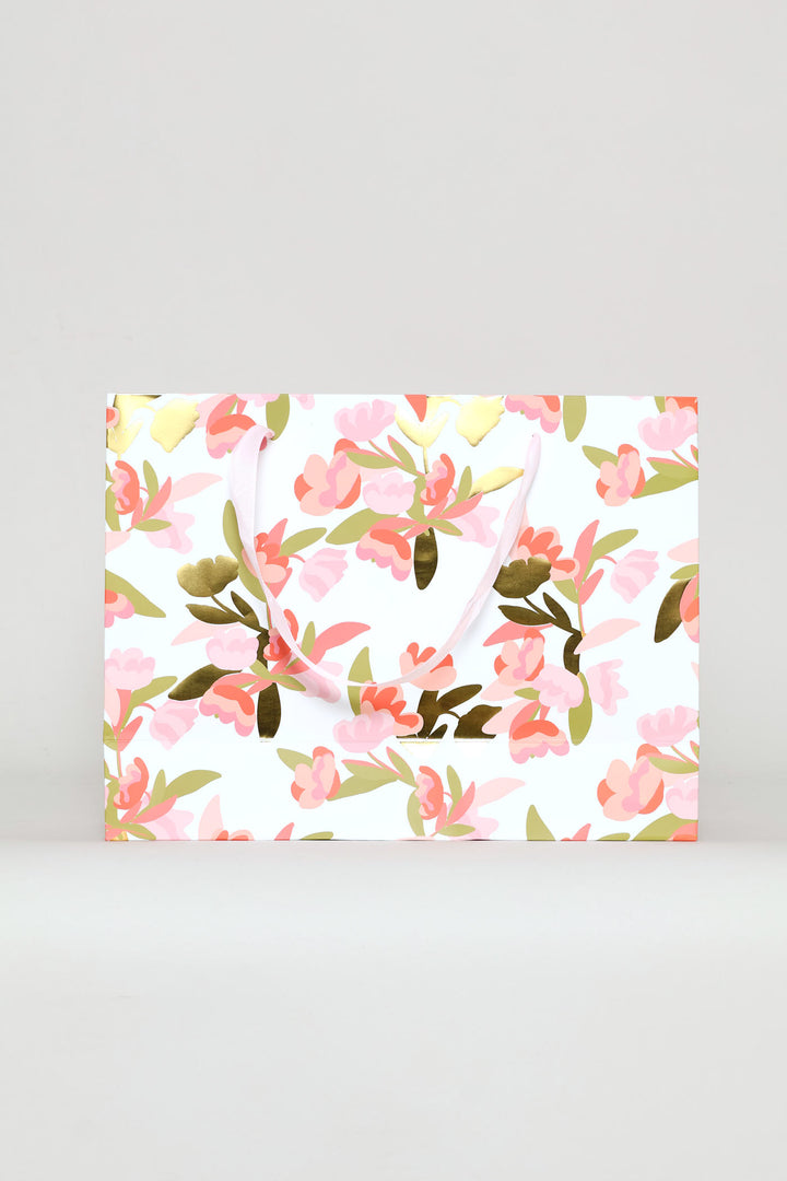Gold Foil Gift Bag - Coral Pink