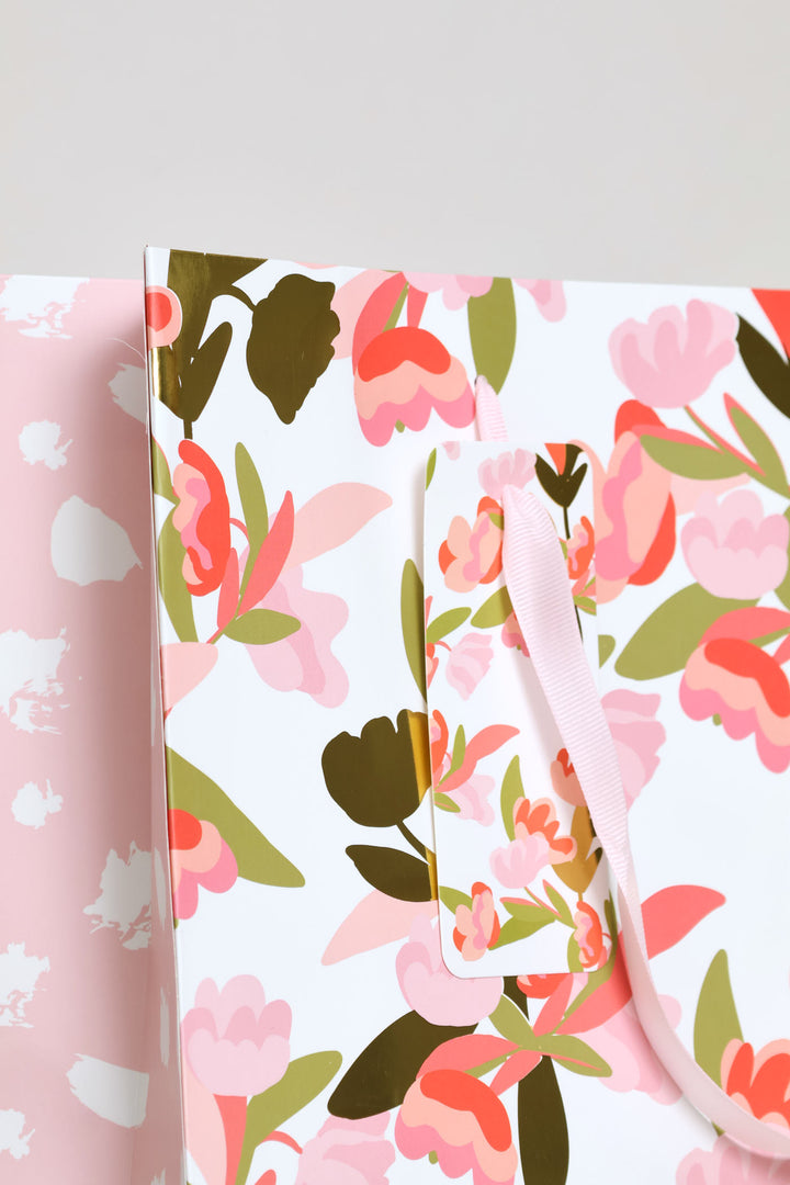 Gold Foil Gift Bag - Coral Pink