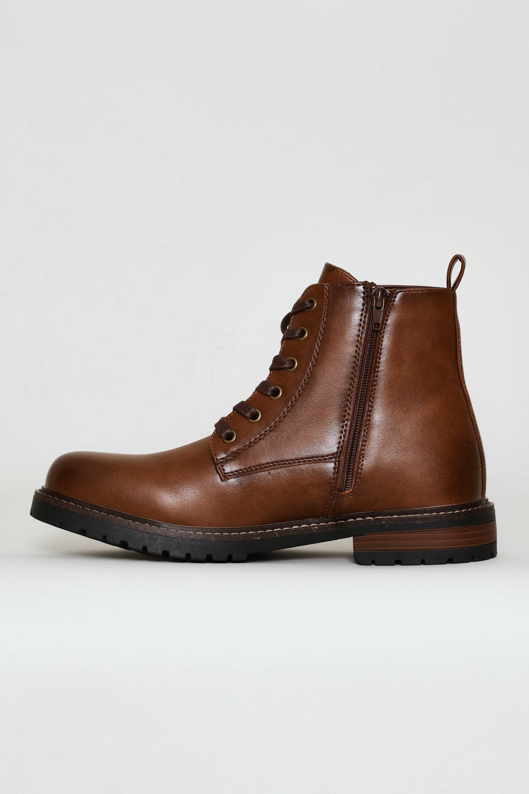 Lace Up Worker Boot - Brown