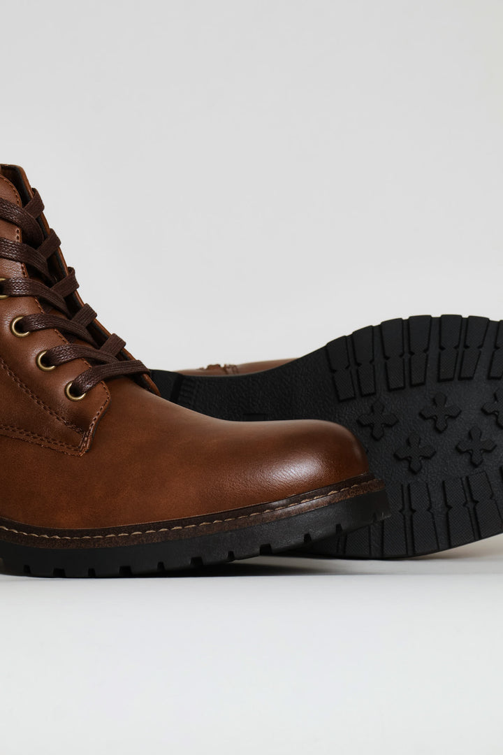 Lace Up Worker Boot - Brown
