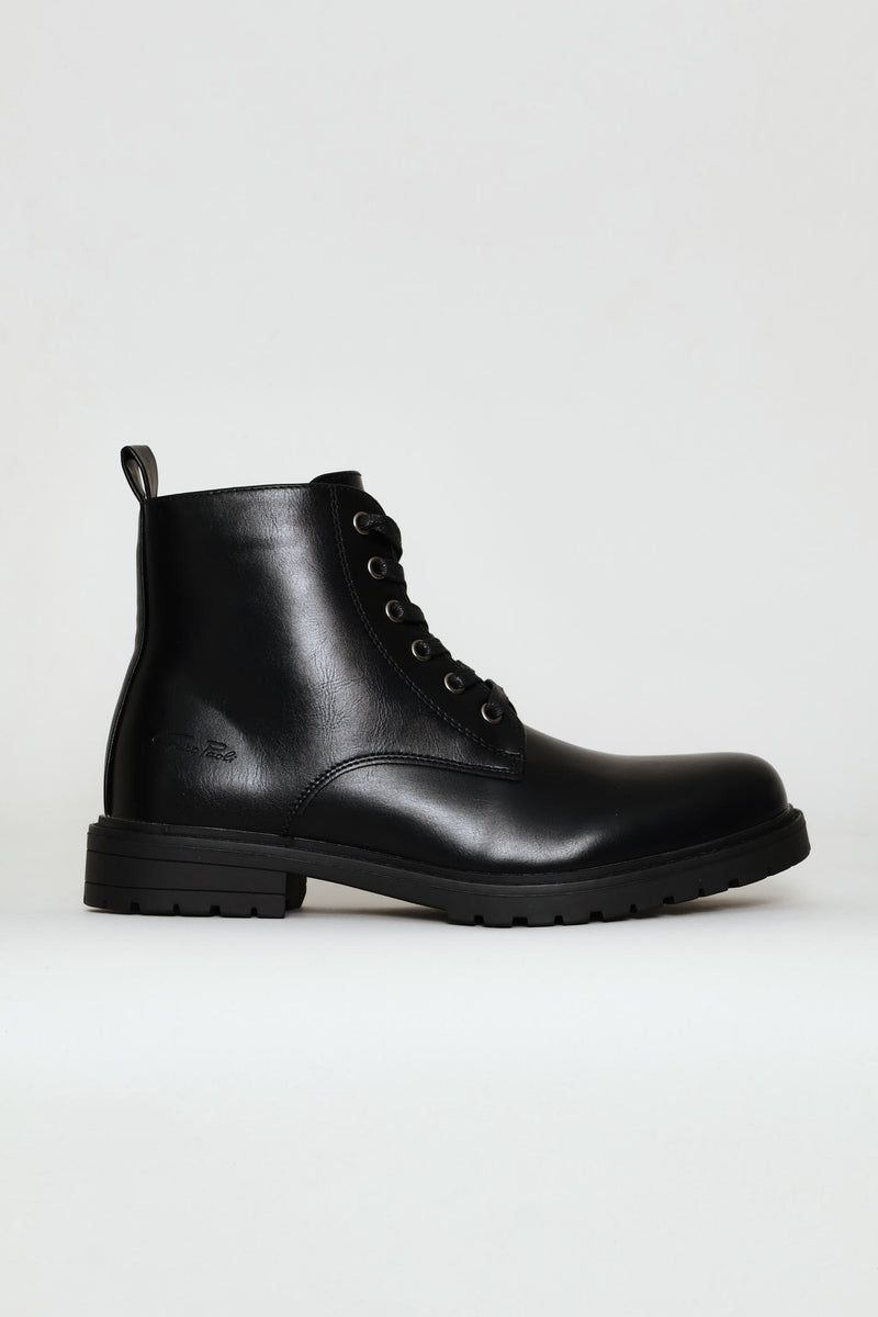 Lace Up Worker Boot - Black