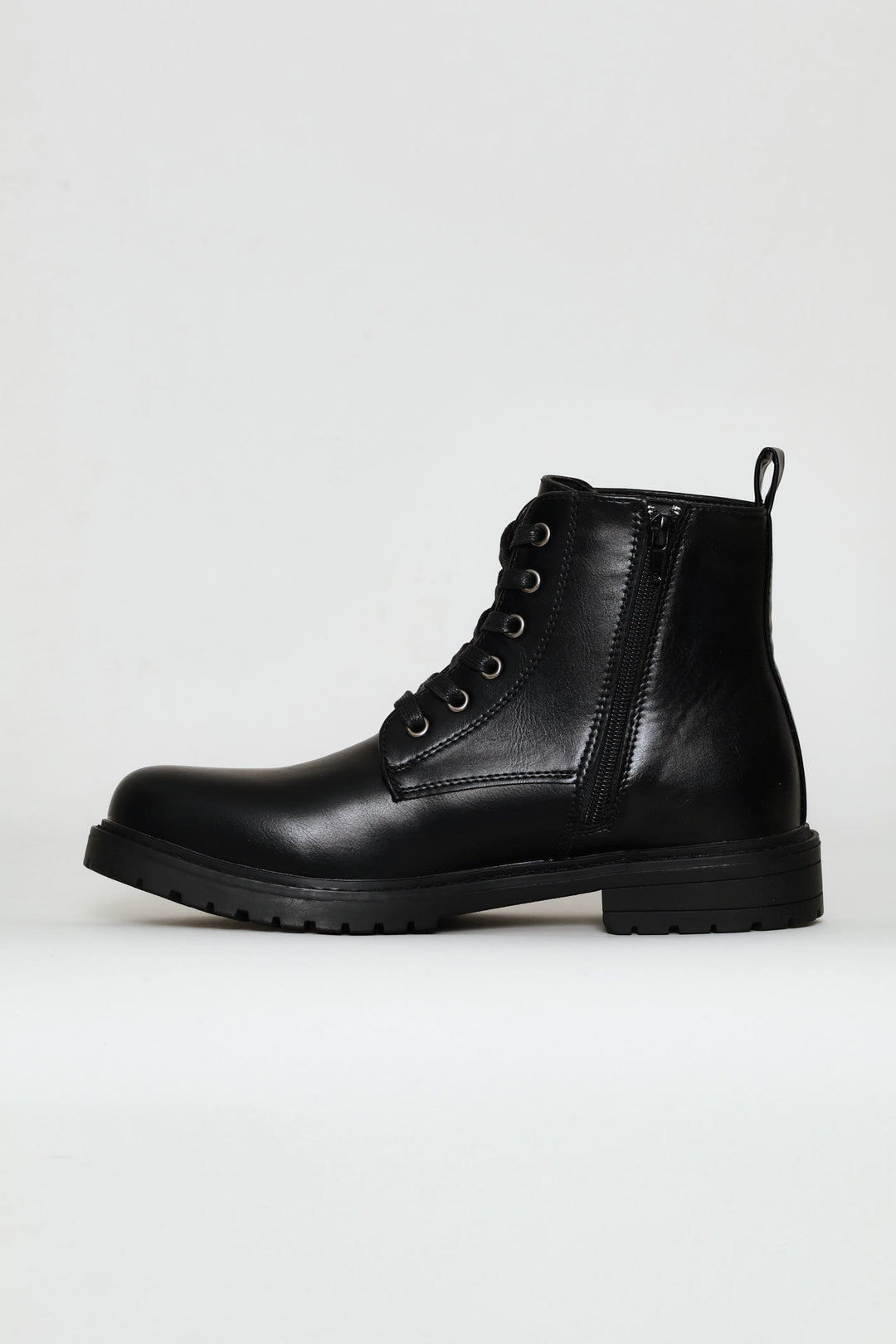 Lace Up Worker Boot - Black