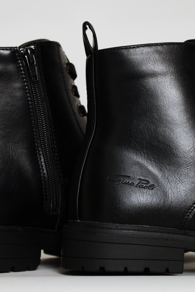 Lace Up Worker Boot - Black