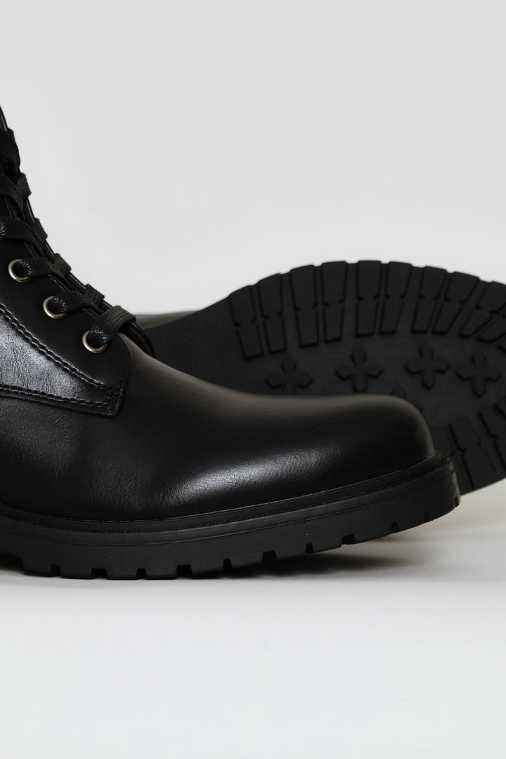 Lace Up Worker Boot - Black