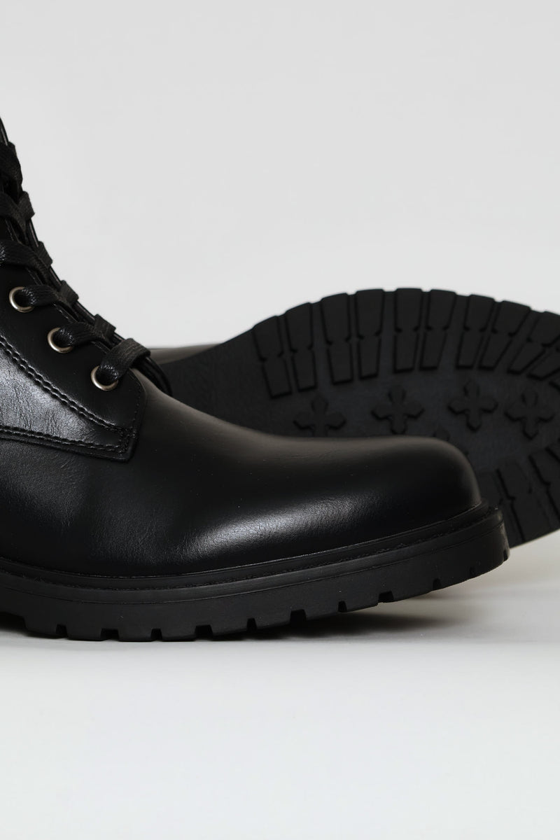 Lace Up Worker Boot - Black