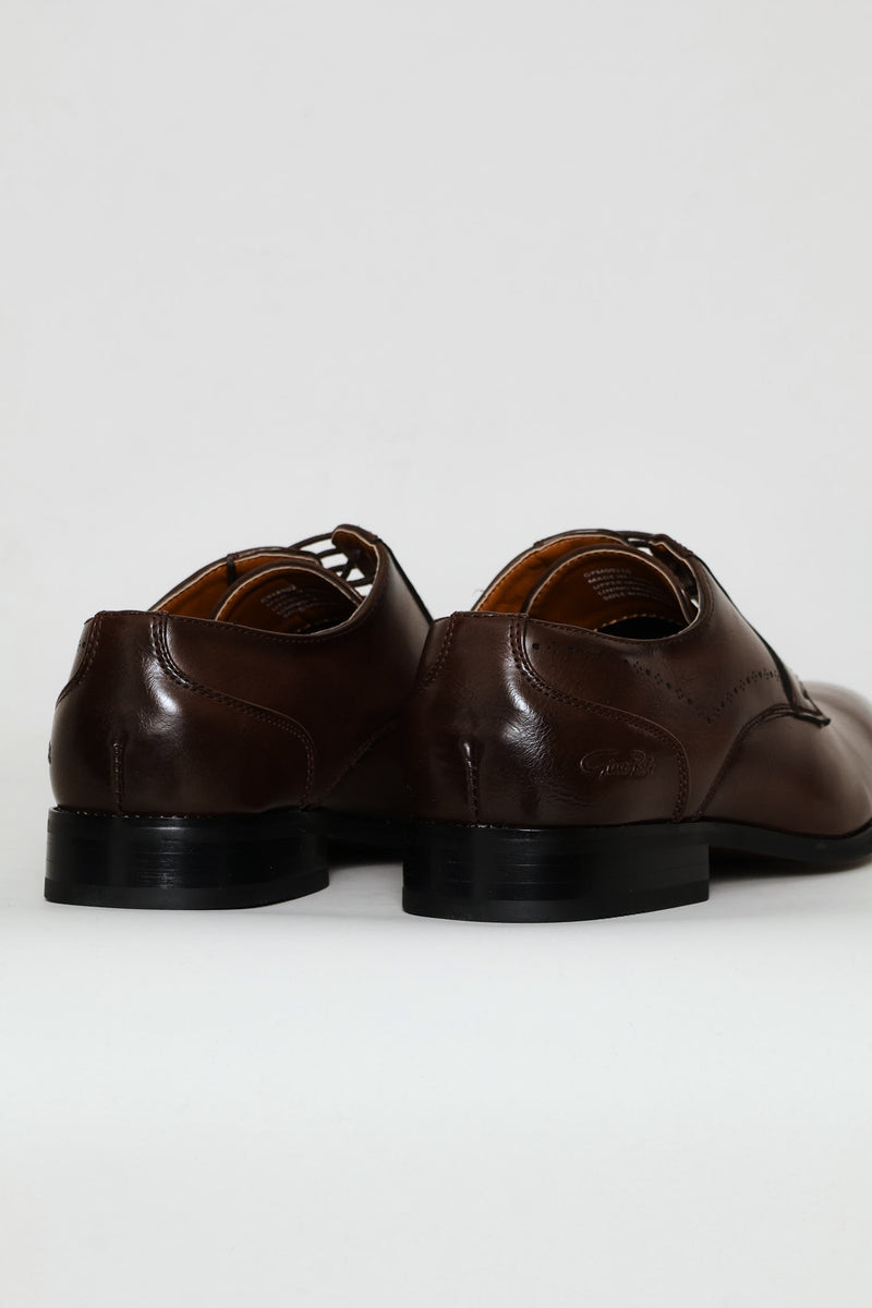 Punched Detail Derby Shoe - Brown