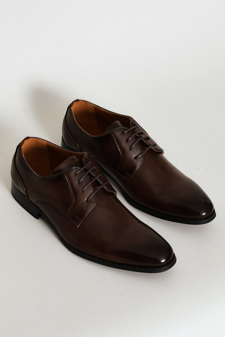 Punched Detail Derby Shoe - Brown
